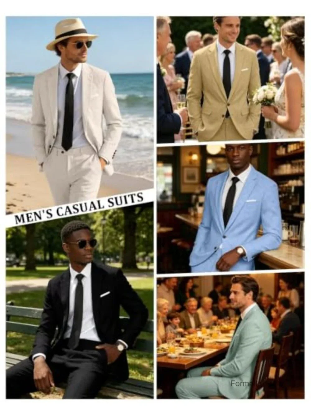 2 Piece Linen Suit Men Retro Beach Prom Wedding Groom